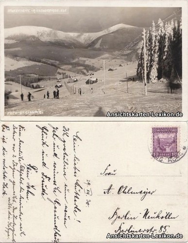Ansichtskarte skifahrer 1930 - ansichtskarte,