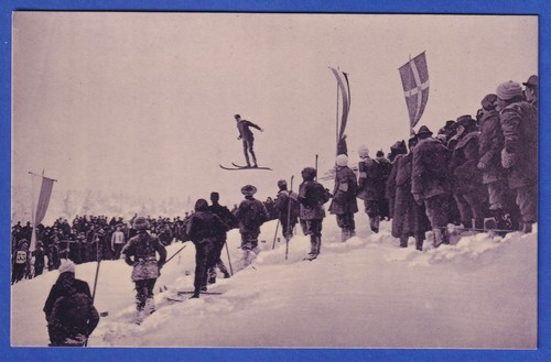 Alte bildpostkarte skispringen - alte,