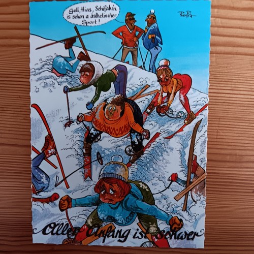 Ansichtskarte skifahren x - ansichtskarte, skifahren,